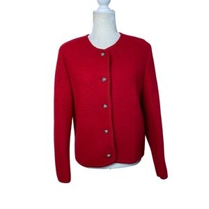 Vintage The Eagle Eye Red Wool Button Front Cropped Textured Blazer Jacket Sz 12
